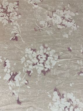 Croscill Floral Script Sheet in Taupe, White, and Mauve Queen fitted sheet